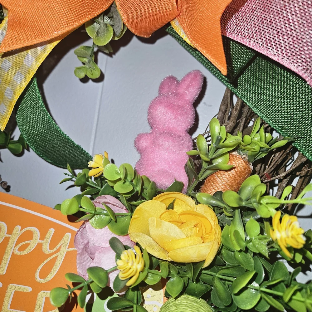 Easter Wreath with Orange and Pink Accents